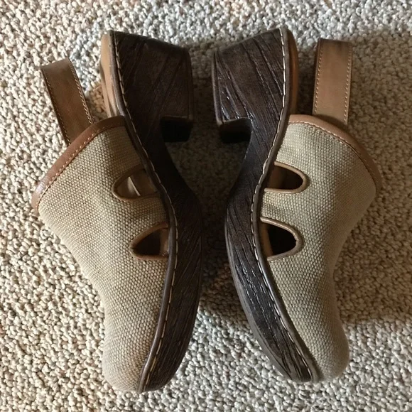 BOC Beige Canvas Backstrap Clog Mules, EUC, 36/6 - Picture 9 of 14